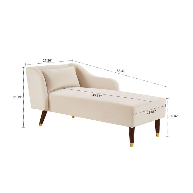Mid-Century Vintage Velvet Upholstered Leisure Chaise Lounge with a Pillow