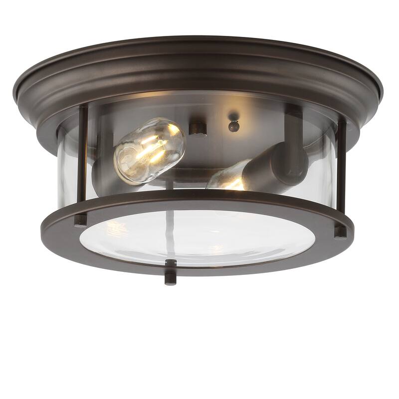 Henry 13.25" Metal/Glass LED Flush Mount, by JONATHAN Y