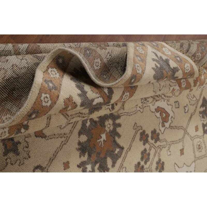 Oushak Indian Area Rug Handmade Grey Wool Carpet - 8'11" x 11'10"