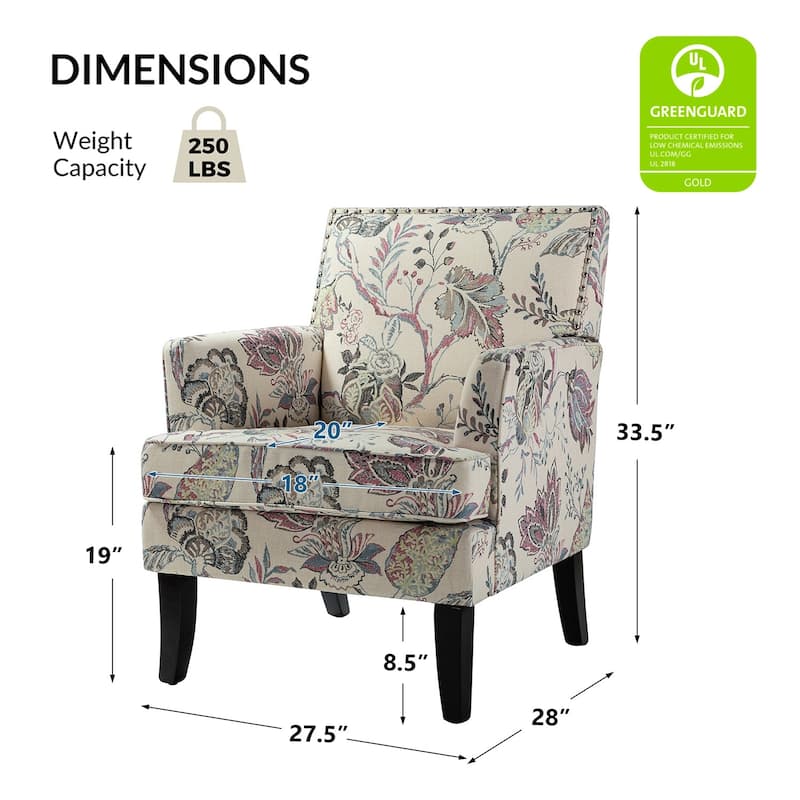 Akorda Classic Armchairs with Nailhead Trim and Solid Wood Legs Set of 2 by HULALA HOME