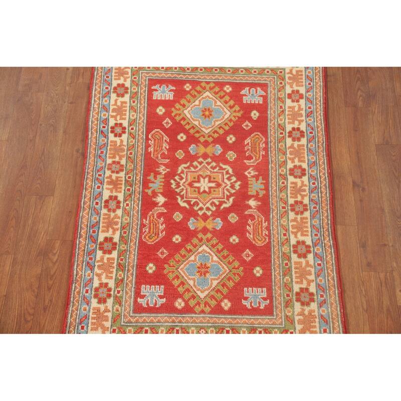 Kazak Oriental Accent Rug Handmade Red Wool Carpet - 2'7"x 4'2"