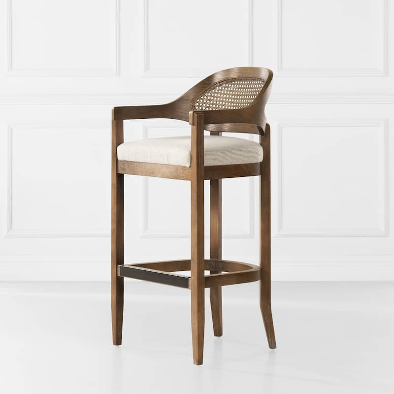 Americana Mid-Century Modern Rattan Cane Back Counter and Bar Stool