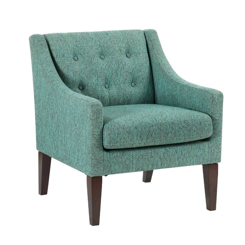 Ginna Accent Armchair, Button Tufted Sea Green Polyester, Brown Legs