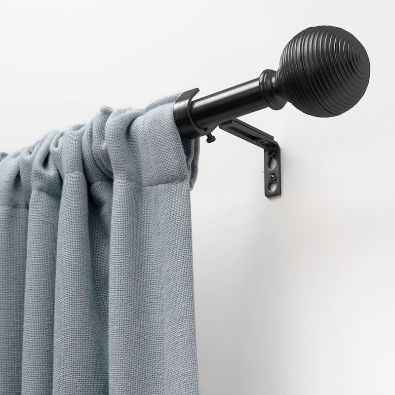 Lumi 3/4" Single Curtain Rod Set Brushed Nickel- Lined Ball finials