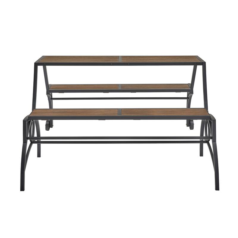 Saba Convertible Walnut Finish Black Metal Outdoor Table/Bench by iNSPIRE Q Oasis