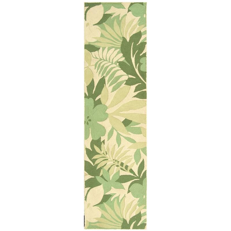SAFAVIEH Handmade Berkeley Charlotta Botanical Wool Rug - 2'6" x 8' Runner - Beige/Green - Runner