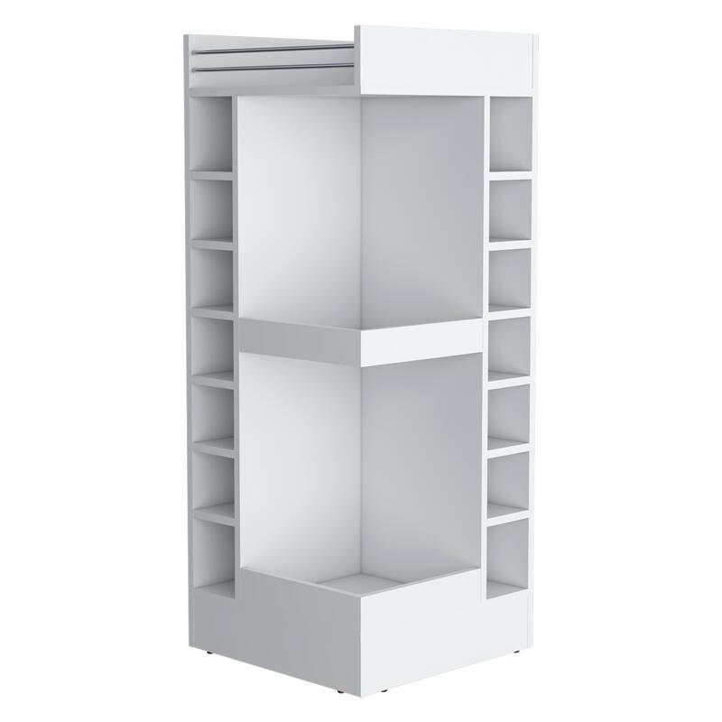 FM FURNITURE Lamer Corner Bar Cabinet with Wine Rack and Open Shelf, White - White