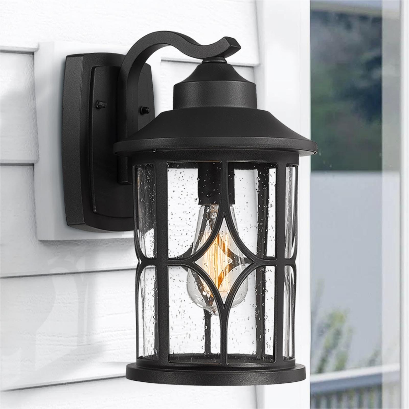 14.6 Inch Outdoor Wall Mount Light with Seeded Glass