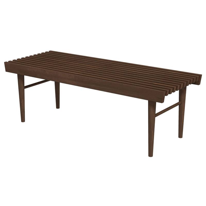 GDFStudio - Mia Mid-Century Modern 47.2" Wide Solid Wood Bench with Natural Walnut Stain Finish - 47.2"W