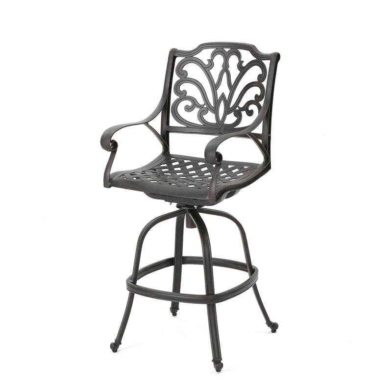 Jayden Outdoor Cast Aluminum Swivel Bar Stool by Christopher Knight Home