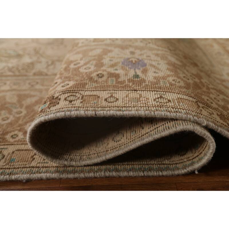 Vintage Distressed Tabriz Persian Area Rug Hand-knotted Wool Carpet - 9'10" x 12'8"