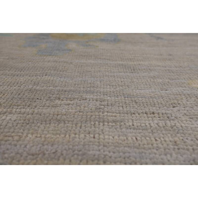 Vegetable Dye Oushak Oriental Area Rug Hand-Knotted Grey Wool Carpet - 8'11"x 11'8"