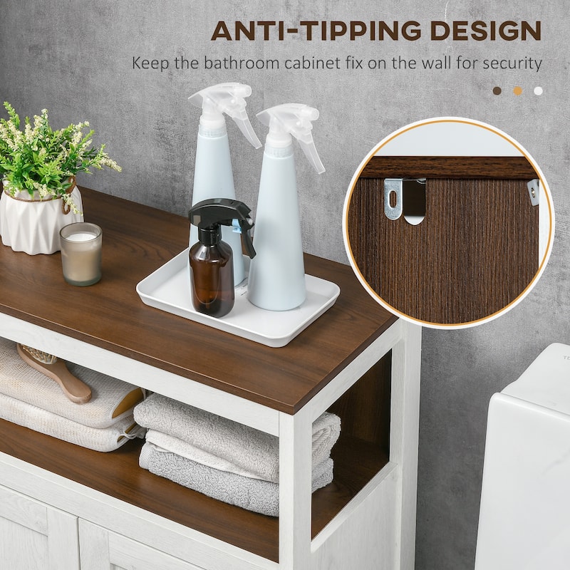kleankin Modern Bathroom Storage Cabinet, Free Standing Bathroom Cabinet, Open Compartment and Cupboard with Adjustable Shelf