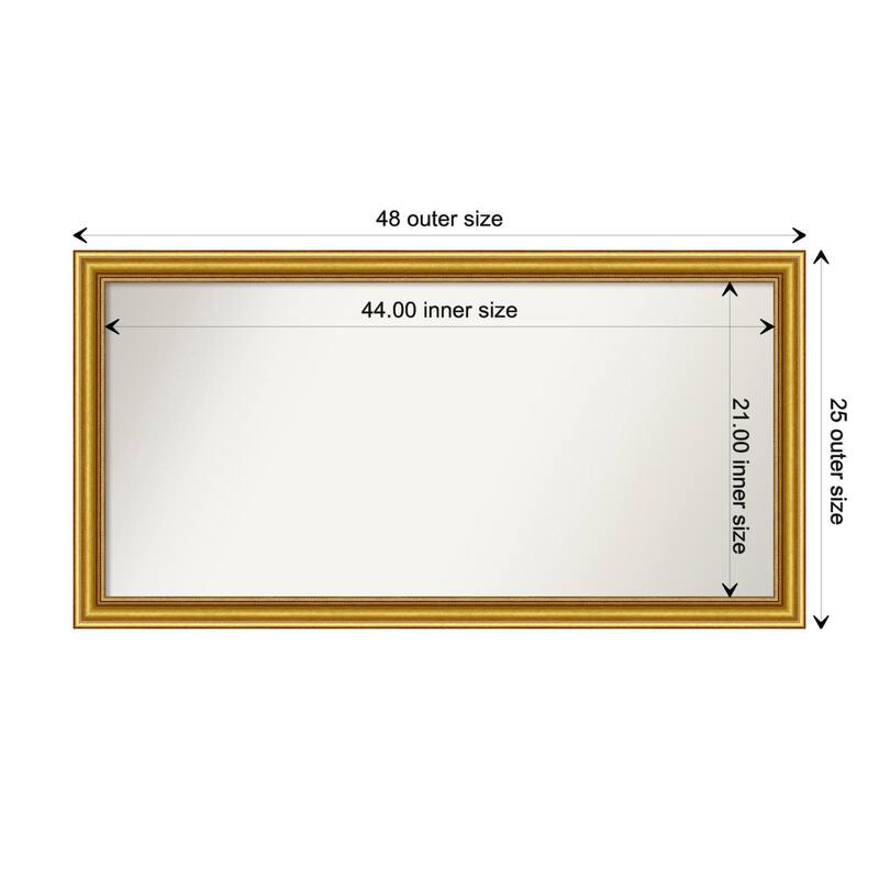 Townhouse Gold Framed Non-Beveled Custom Wall Mirror, Bathroom Vanity Mirror - Outer Size: 47.75 x 24.75