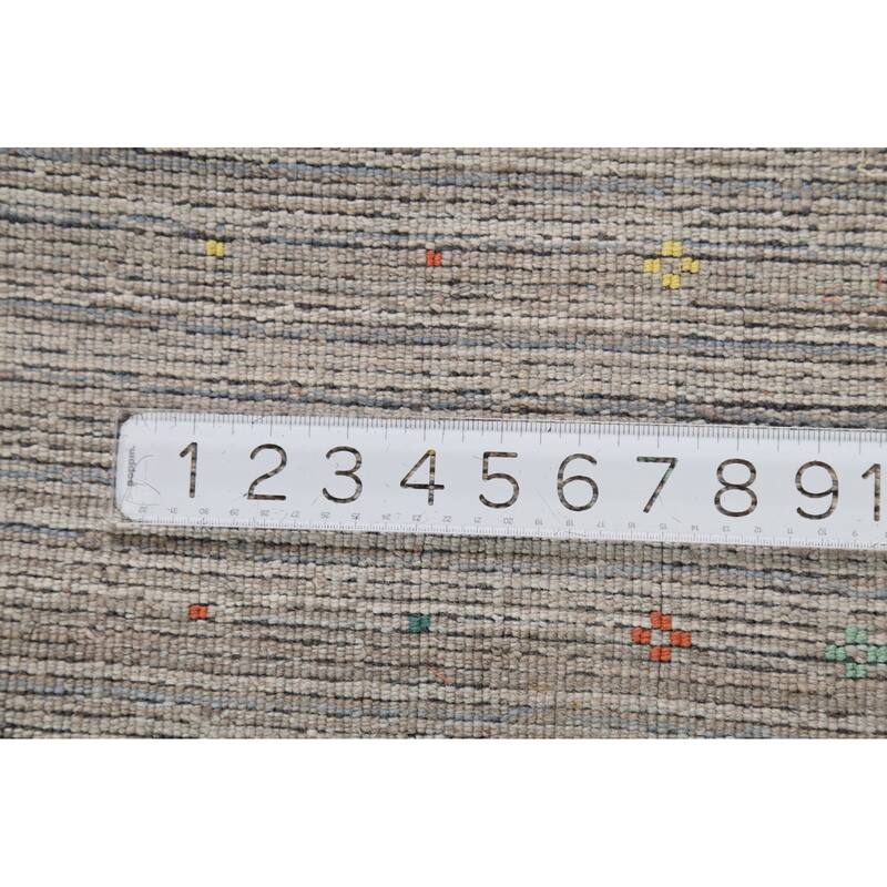 All-Over Striped Gabbeh Oriental Area Rug Hand-Knotted Wool Carpet - 8'2"x 9'9"