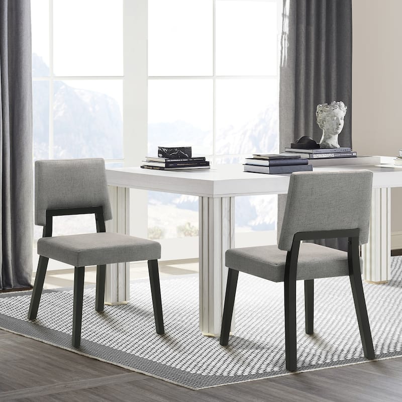 Channell Mid-Century Modern Upholstered Wood Dining Chairs - Set of 2 - Charcoal/Black