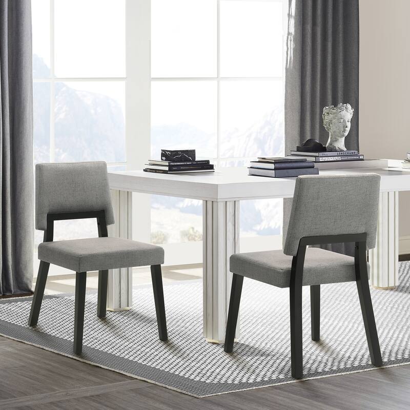 Cirque Channell Black Wood and Charcoal Upholstered 5 Piece Round Dining Set
