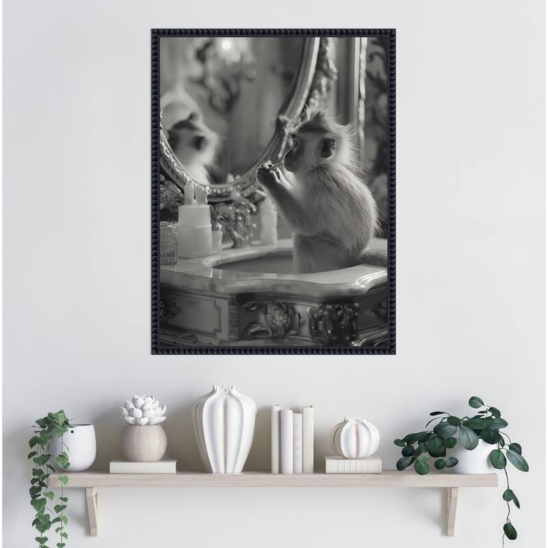 Monkey Bathroom Bussiness by Niky Rahner Framed Canvas Wall Art