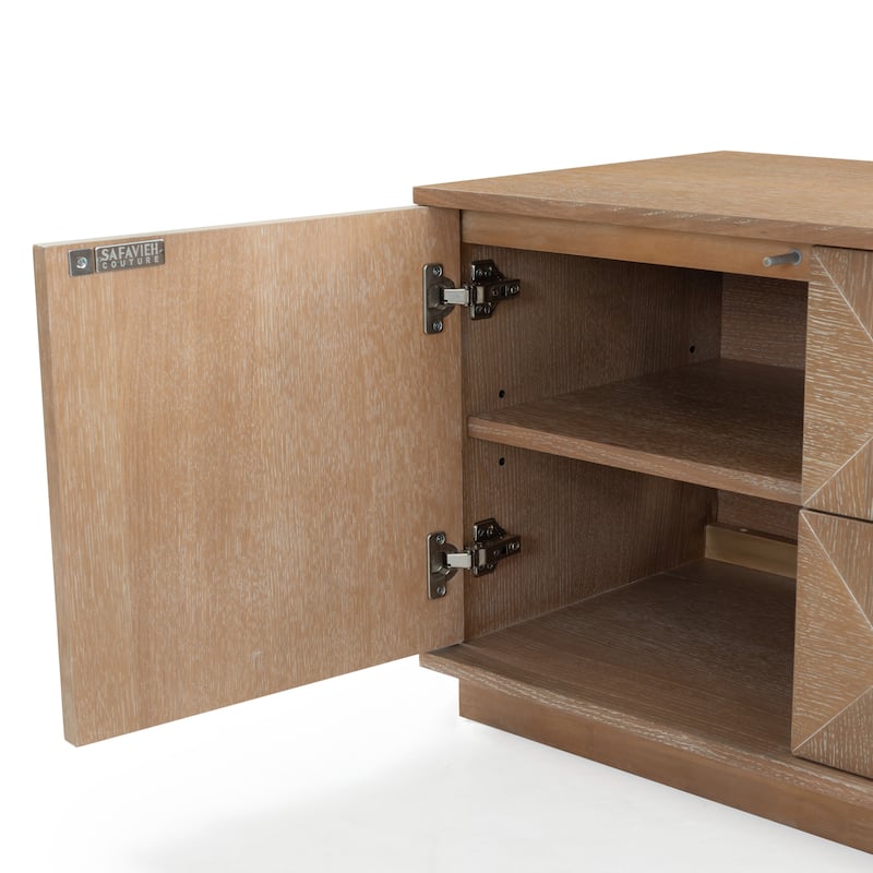 SAFAVIEH Couture Patty 4 Door Wood Media Stand - 63"W x 17"D x 19"H