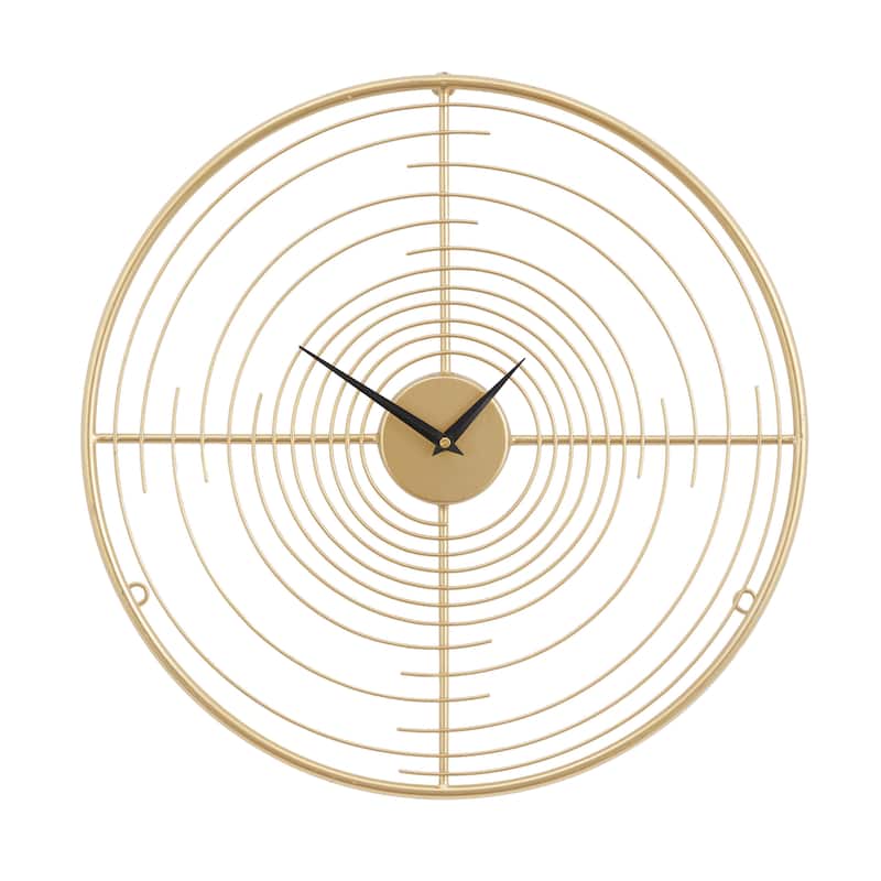 Metal Open Frame Swirl Decorative Wall Clock - Gold - Roche River Decor - Gold