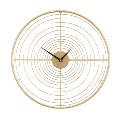 Metal Open Frame Swirl Decorative Wall Clock - Gold - Roche River Decor