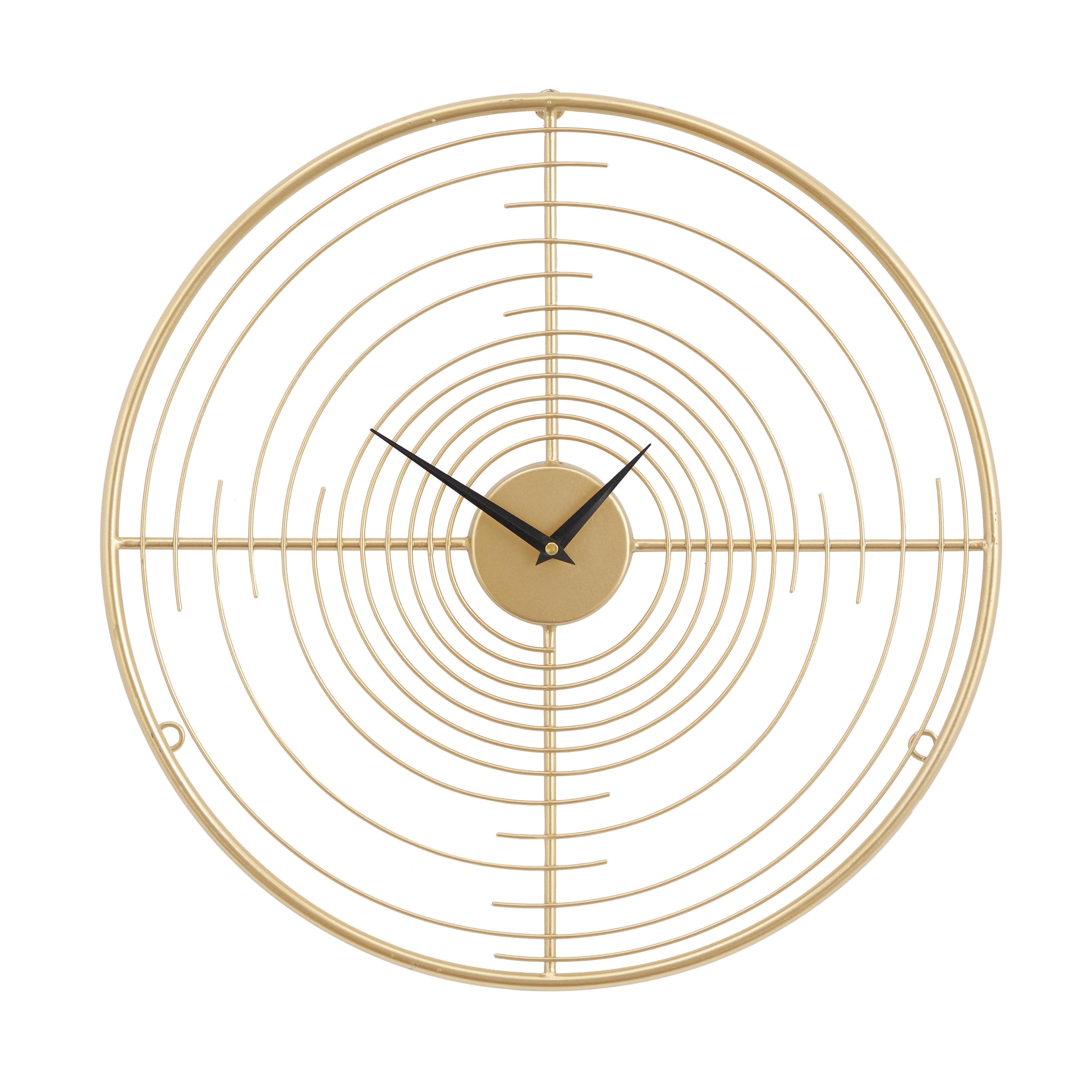 Metal Open Frame Swirl Decorative Wall Clock - Gold - Roche River Decor