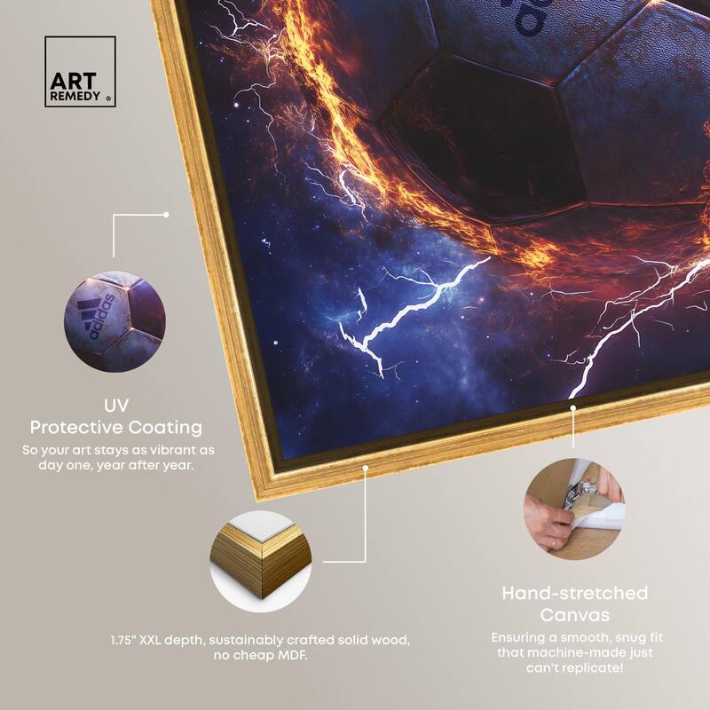 Electrify Soccer Ball Canvas by Art Remedy
