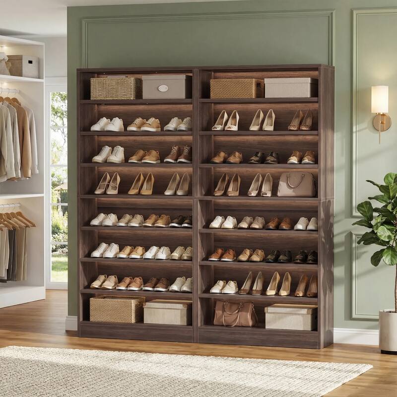 Cimly 45 Pairs Tall Shoe Cabinet, 9-Tier Wooden Shoe Storage Organizer with Adjustable Shelves