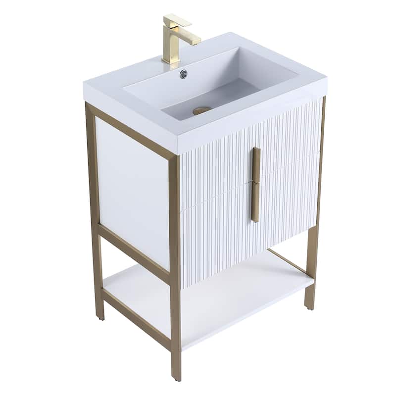 Fine Fixtures Serenity Modern Bathroom Vanity with White Gel Acrylic Top