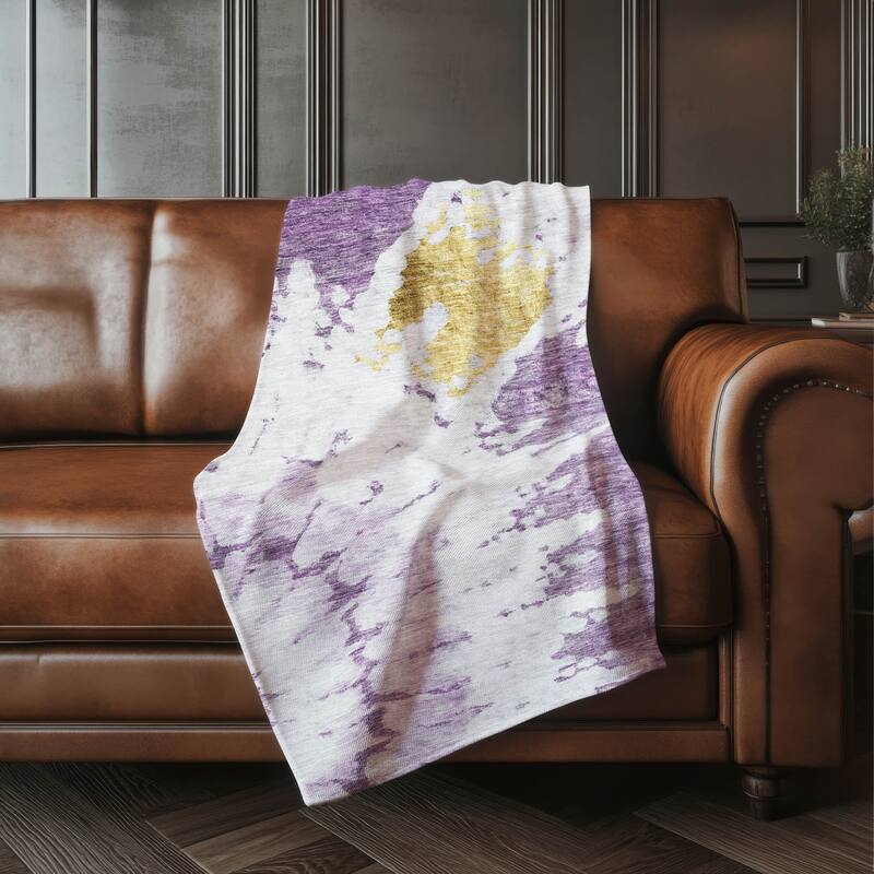 Premium Machine Washable Contemporary Spiral Sherpa Throw Blanket - Purple - 4'2" x 5'10"