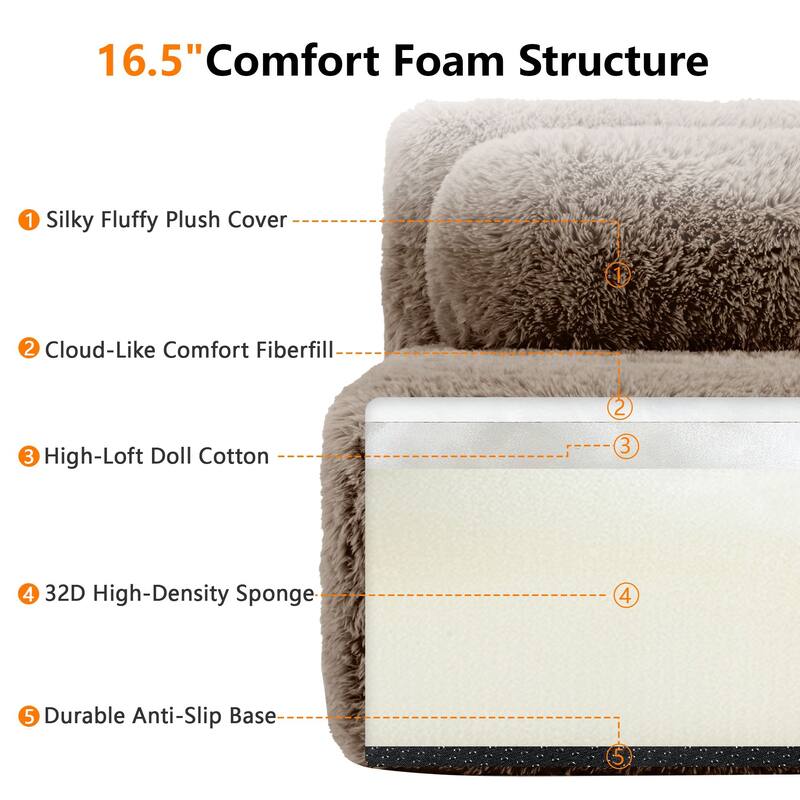 Rossetta 149'' Modern 4-seater Soft Fluffy Plush Fabric Modular Sectional Deep Sofa Couches, Free Combination Buckle Connection