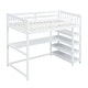 preview thumbnail 47 of 82, Space-Saving Loft Bed with Storage Shelves and Desk, Solid Wood Loft Bed Frame with Ladder and Guardrail for Kids Teens Adults