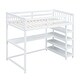 preview thumbnail 8 of 6, White Solid Wood Loft Bed with Integrated Desk, Storage Shelves, Stable Guardrails