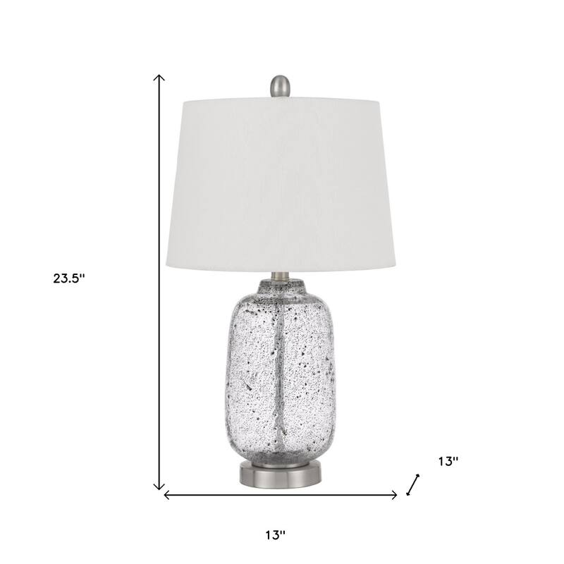 Nickel Metal Cylinder Table Lamp with White Empire Shade and Rotary Switch - 13” x 13” x 23.5” (D x W x H)