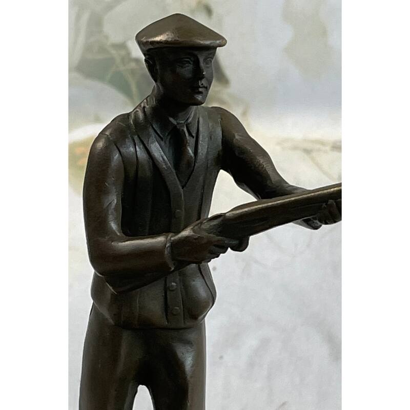 Hunter W/ Rifle Gun Ashtray Bronze Original Milo Art Sculpture 9 Inches X 7 Inches