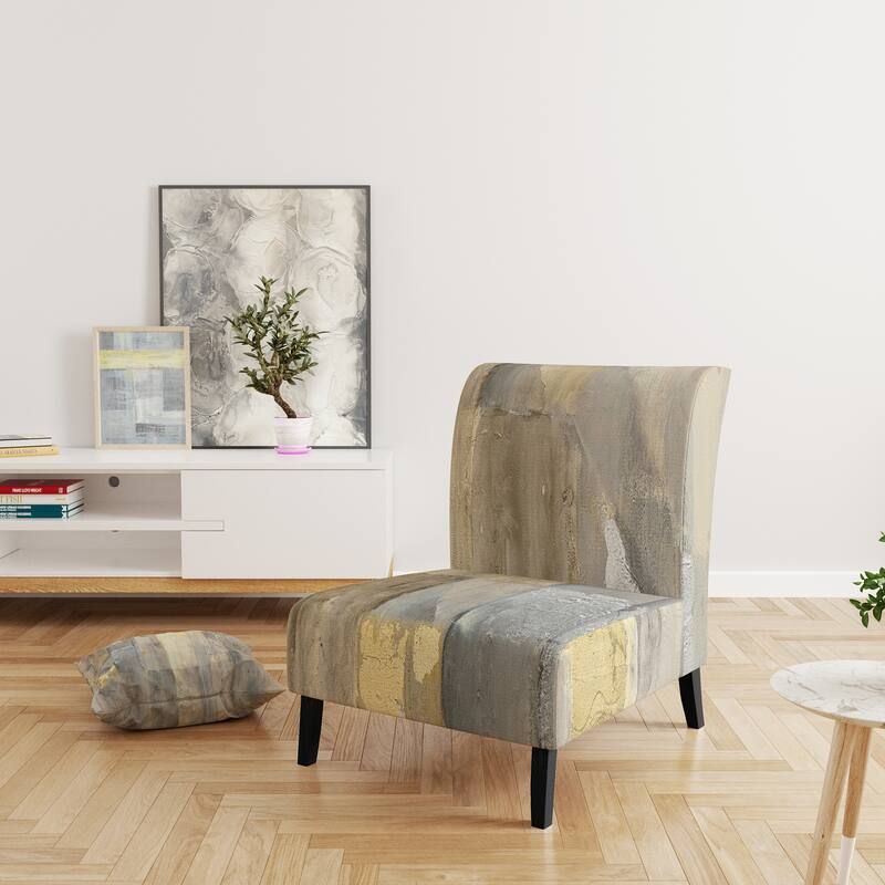 Designart "Gold Square Watercolor" Upholstered Glam Accent Chair - Arm Chair