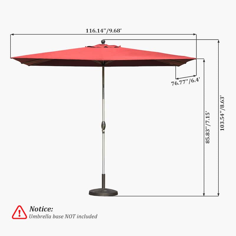 GDFStudio - Rectangular Patio Umbrella with Crank Lift and Multi-Angle Tilt, UV-Resistant Outdoor Shade