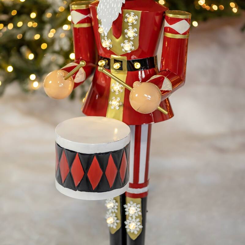 Large Iron Christmas Nutcracker "George" with Drum & LED Lights