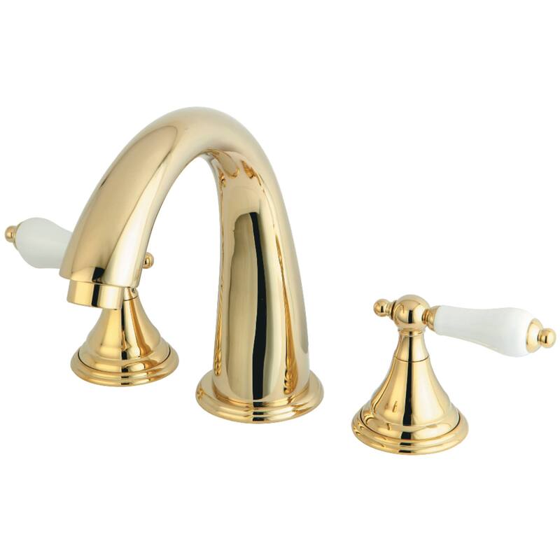 Kingston Brass Vintage Deck Mounted Roman Tub Filler with Lever - Polished Brass