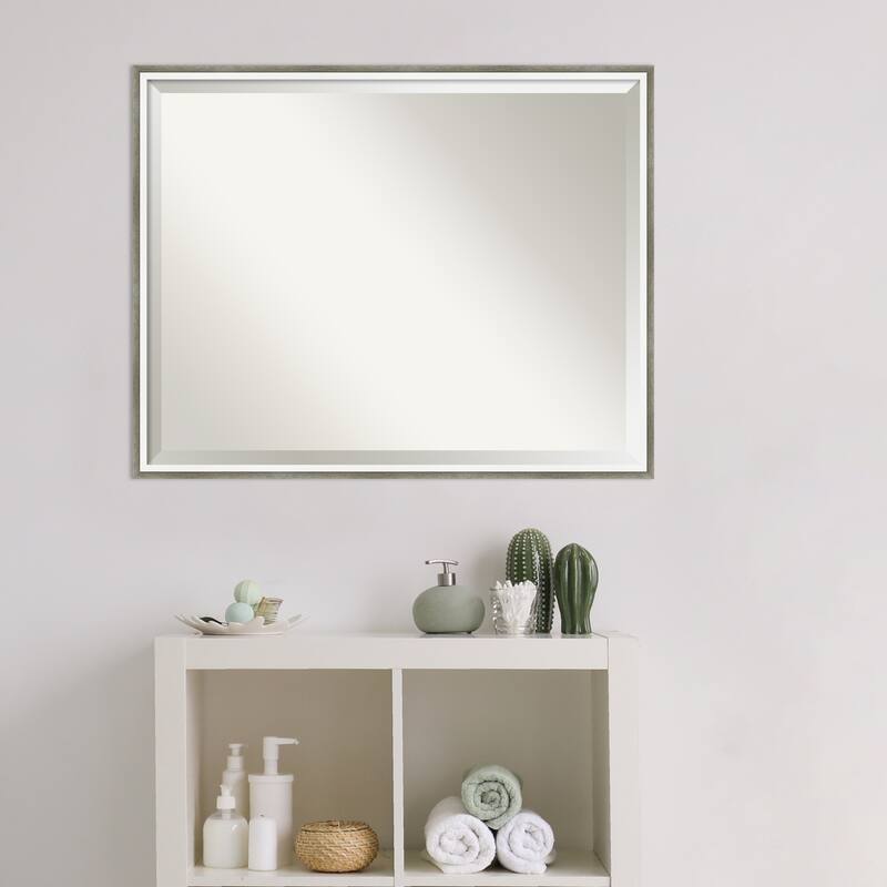 Beveled Wood Bathroom Wall Mirror - Lucie Frame