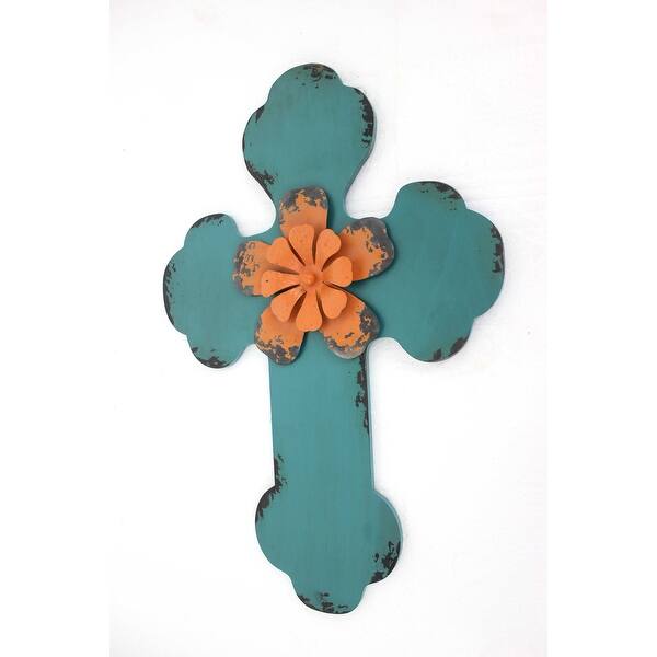 Shop Rustic Blue Cross Wooden Wall Decor On Sale Overstock