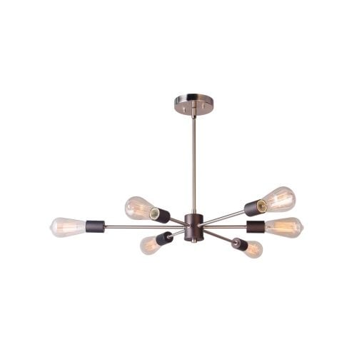 Woodbridge Lighting 16116-ST64 Ethan 31 1/2" Wide 6 Light Sputnik Style Abstract Single Tier Chandelier with Vintage Bulbs