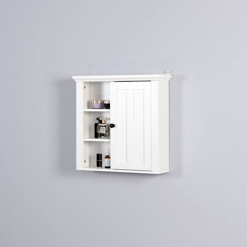 Bathroom Medicine Cabinet with Adjustable Shelf for Over Toilet Storage, Waterproof MDF Construction, Easy Assembly - 5.71X20.86 in - White + MDF