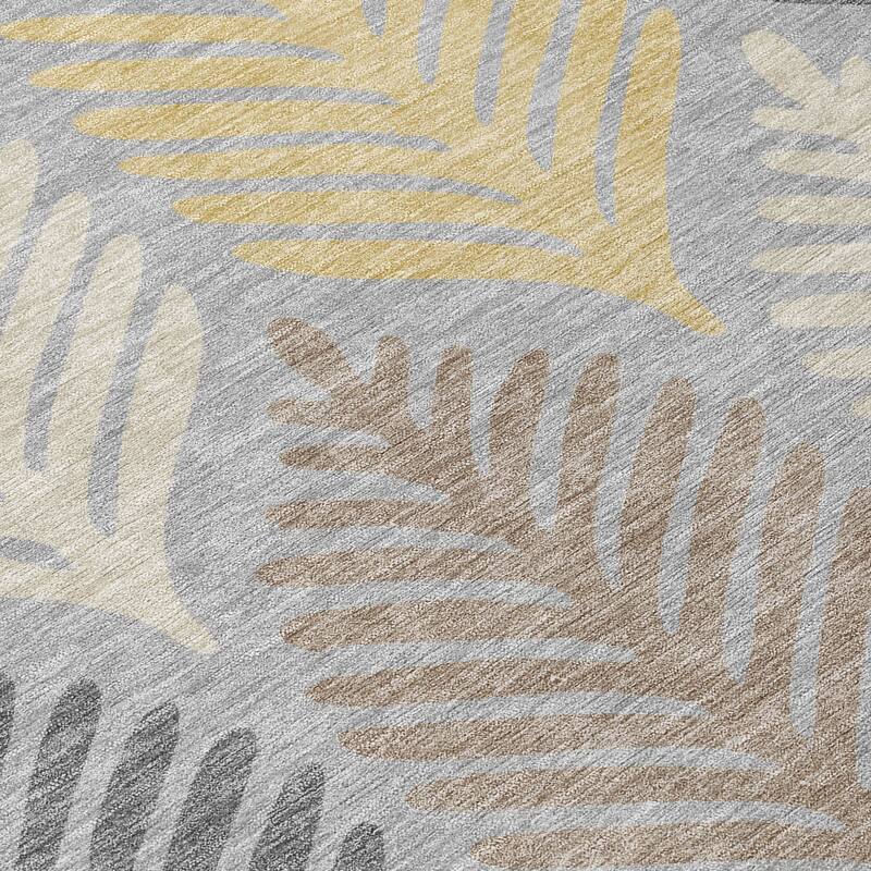 Machine Washable Indoor/ Outdoor Modern Fern Chantille Rug