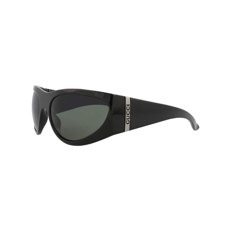 Gucci Shield-Frame Injection Sunglasses, Grey Lens, Shiny Black Frame