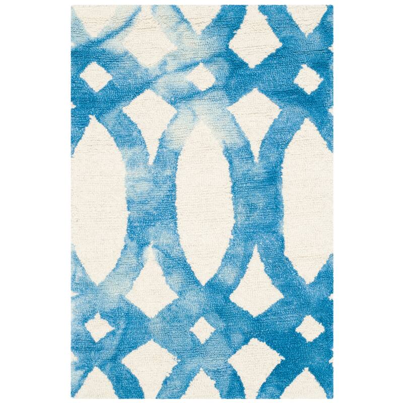 SAFAVIEH Handmade Eligija Wool Geometric Dip Dye Area Rug - 2' x 3' - Ivory/Blue