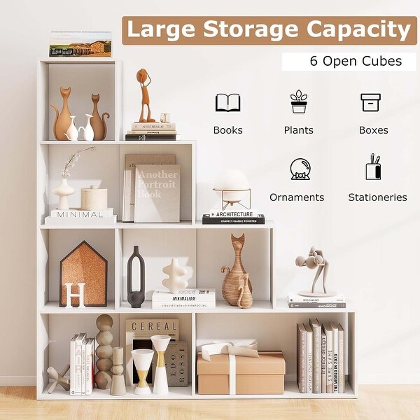 1/2 PCS Step Bookcase 6 Cube Storage Organizer Stair Shape
