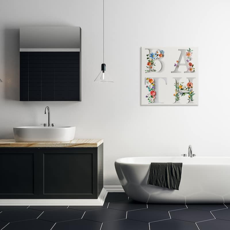 Stupell Floral Bath Typography Canvas Wall Art Design By Susan Arnot