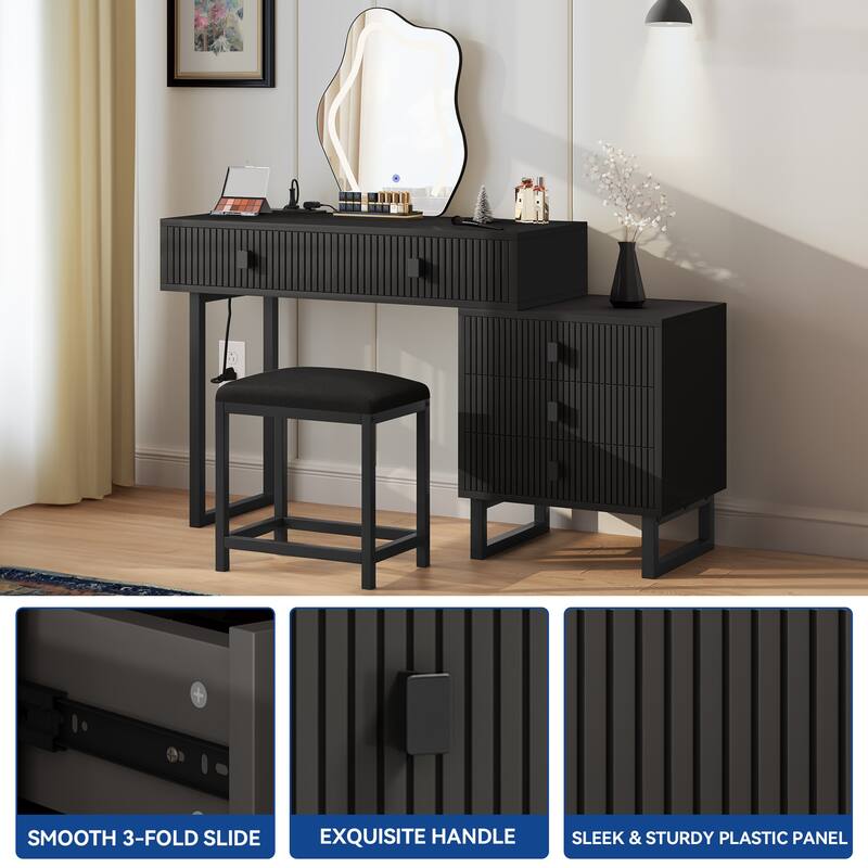 Moasis Expandable Cloud Vanity With Built-in Socket and Lighted Mirror - 49.90'' H X 51.10'' W X 15.70'' D