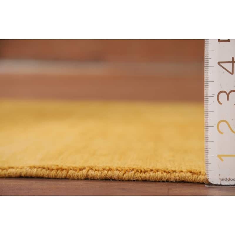Yellow Gold Gabbeh Modern Foyer Rug Handmade Wool Carpet - 2'9"x 4'1"